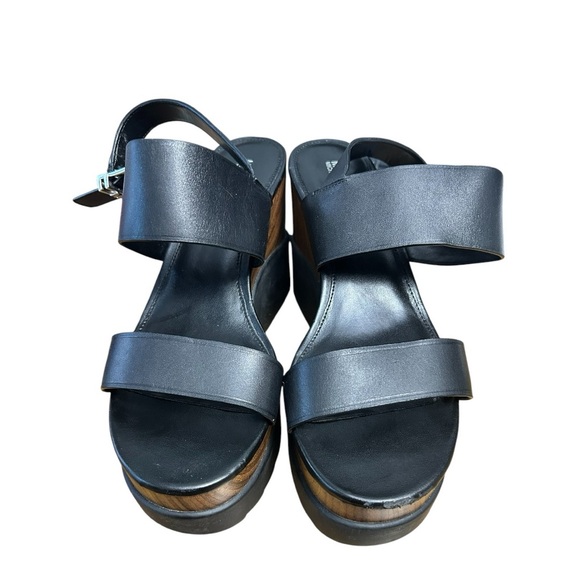 Michael Kors Black and Brown Rhett Platform Sandal 9